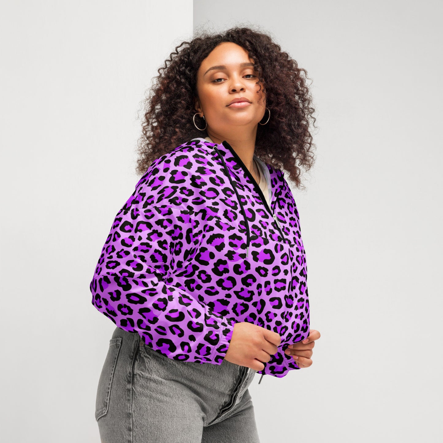 Women's Windbreaker | Purple, Blue and Black Leopard