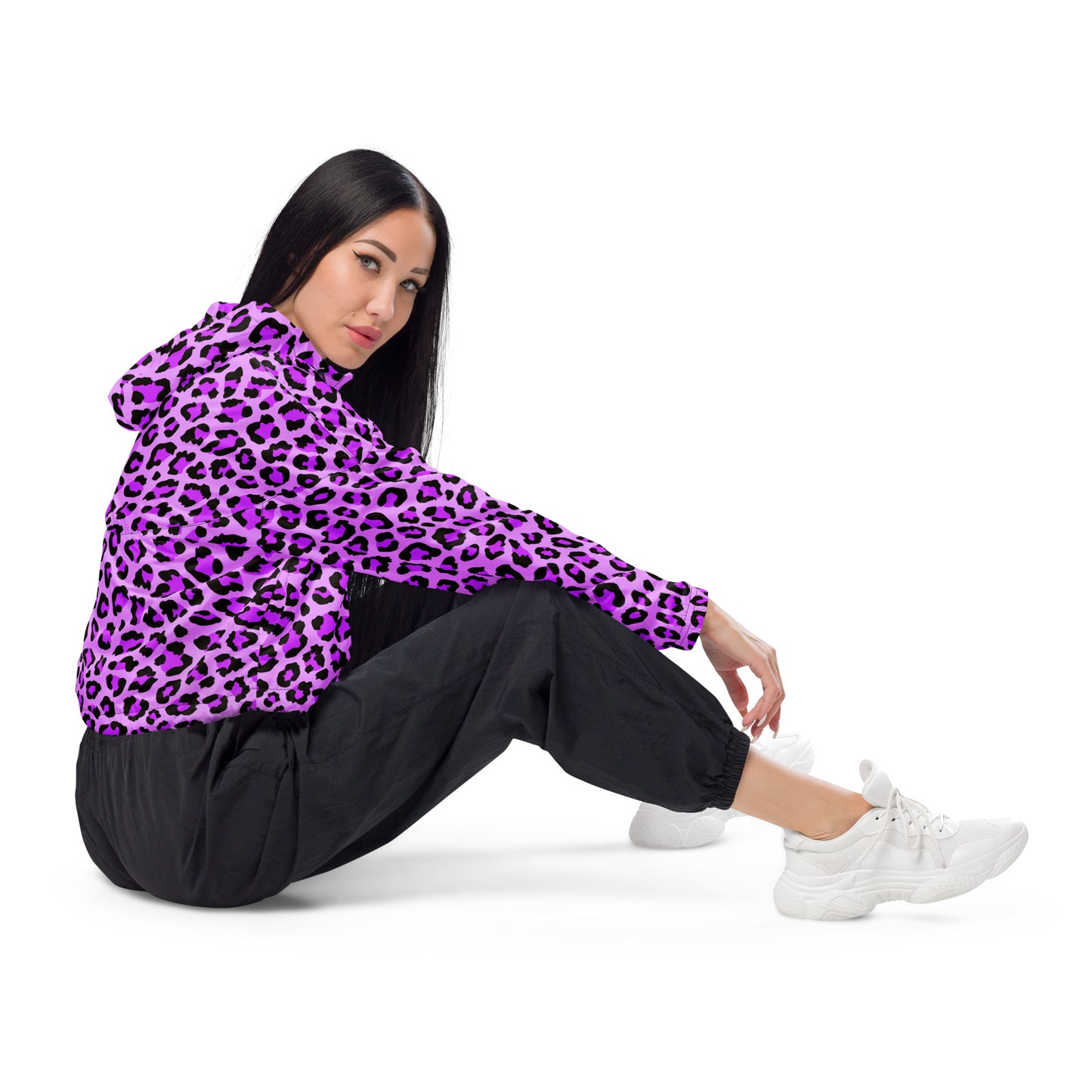 Women's Windbreaker | Purple, Blue and Black Leopard