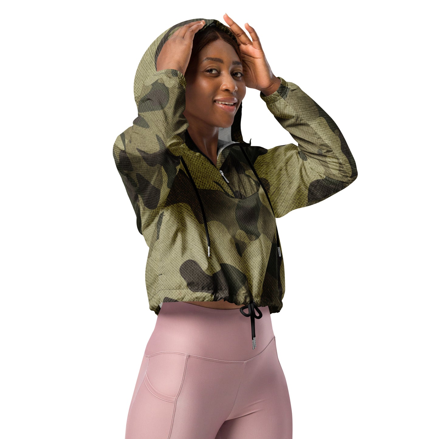 Cropped Windbreaker | Green Fabric Camouflage