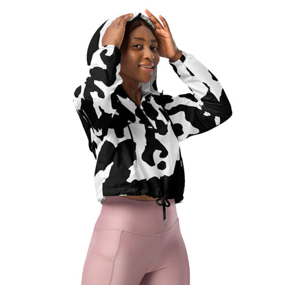 Cropped Windbreaker | Black & White Cow Skin