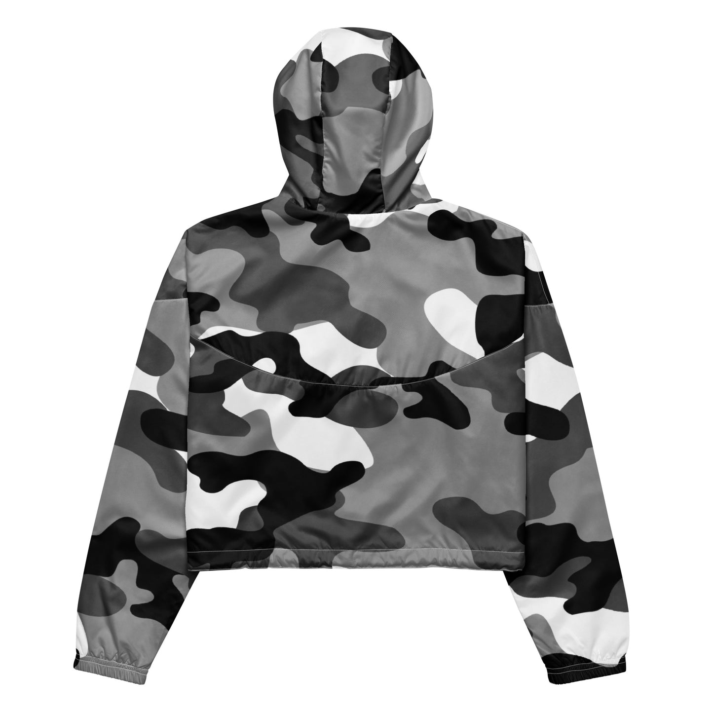 Cropped Windbreaker For Women | Black, White & Gray Camouflage