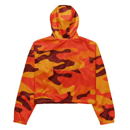 Cropped Windbreaker For Women | Orange & Red Camouflage