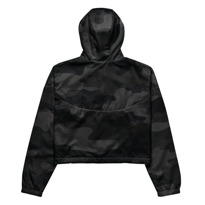 Cropped Windbreaker For Women | Black Camouflage