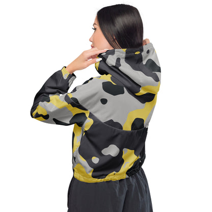 Cropped Windbreaker | Yellow, Black & Silver Camouflage