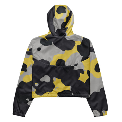 Cropped Windbreaker | Yellow, Black & Silver Camouflage