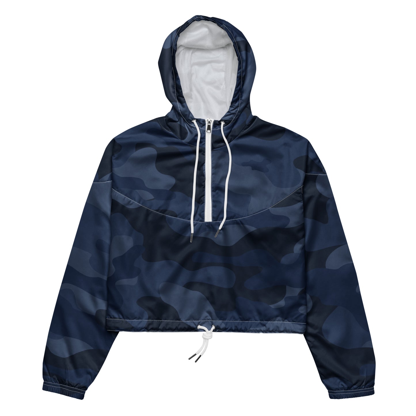 Cropped Windbreaker For Women | Deep Blue Camouflage