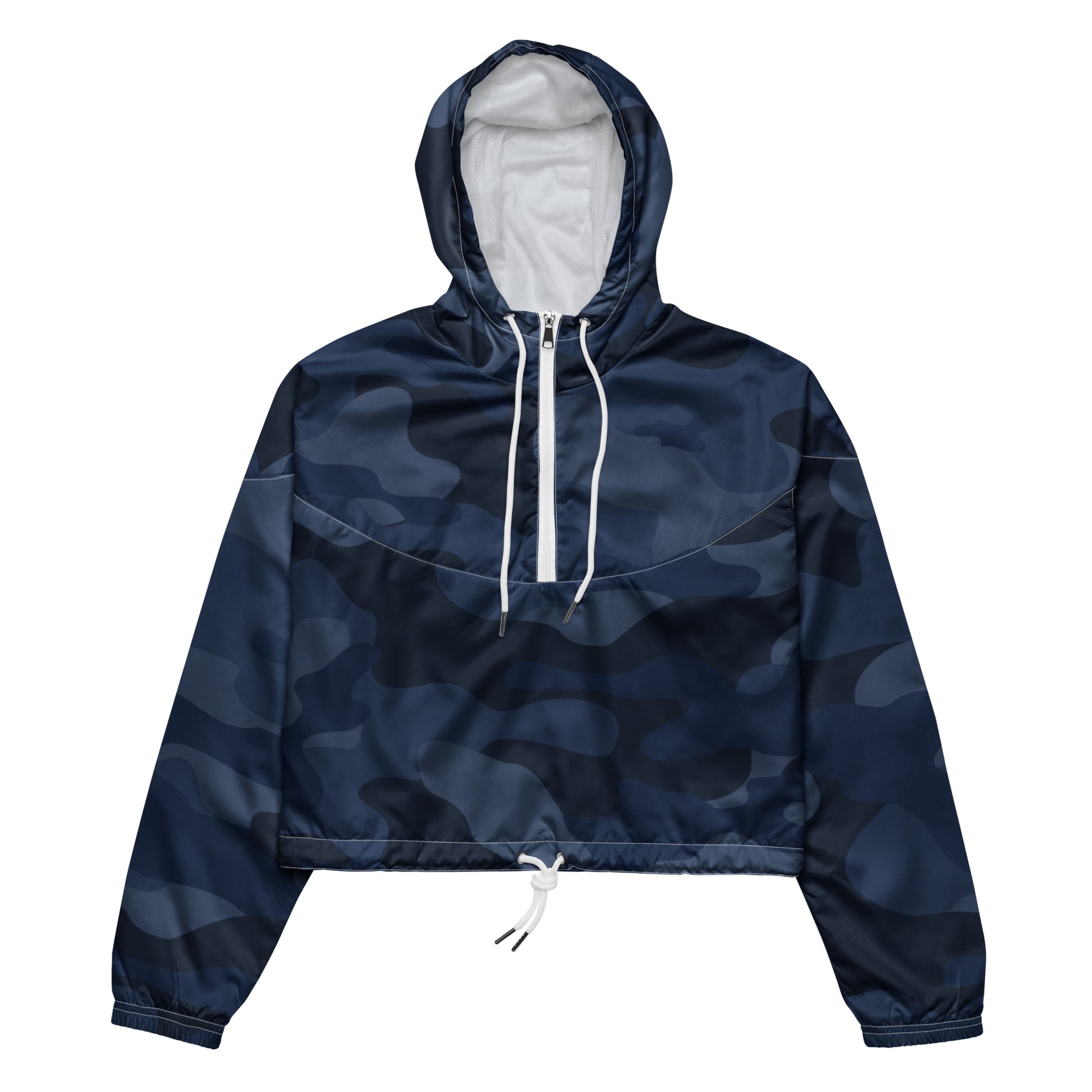 Cropped Windbreaker For Women | Deep Blue Camouflage