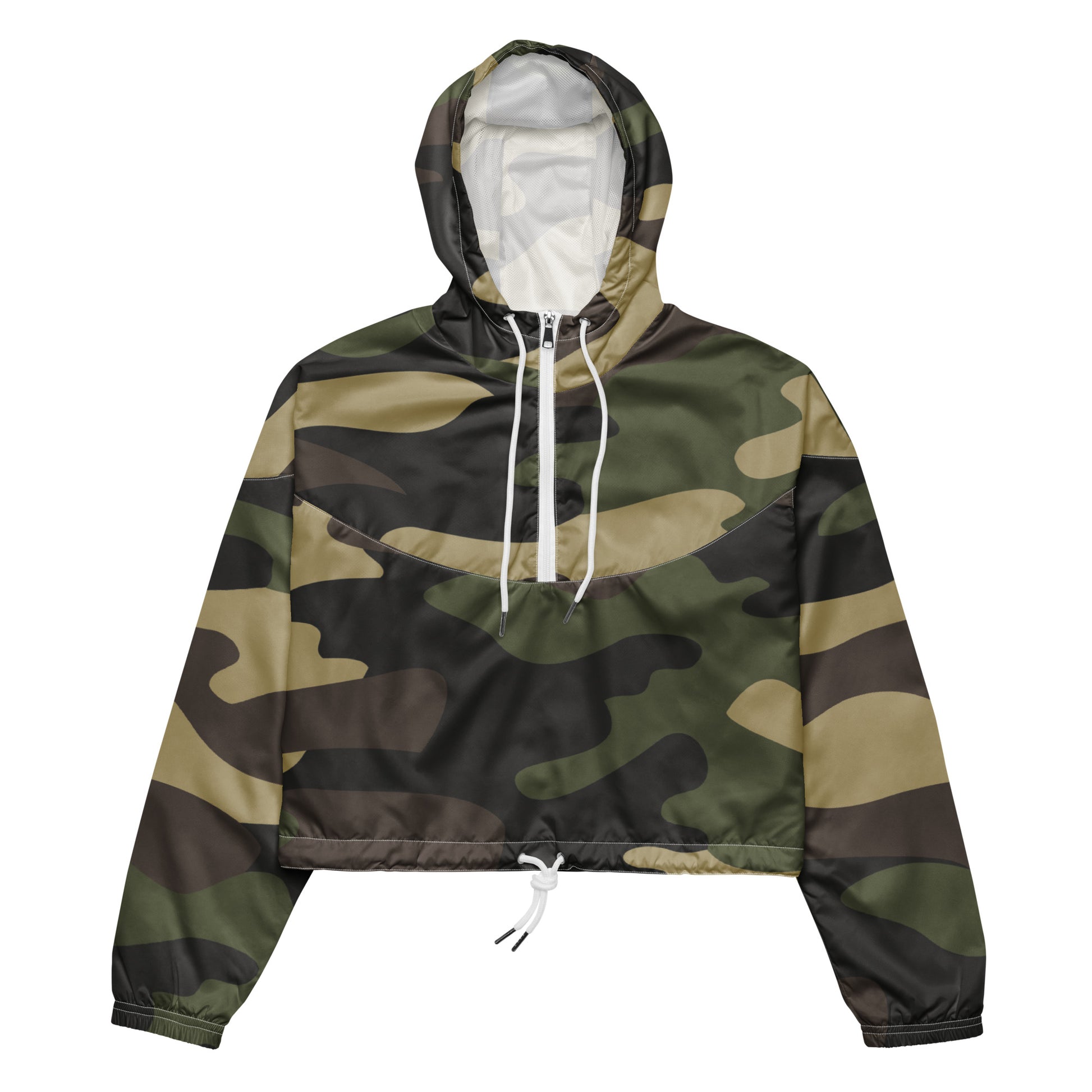 Cropped Windbreaker For Women | Classic Green Camouflage