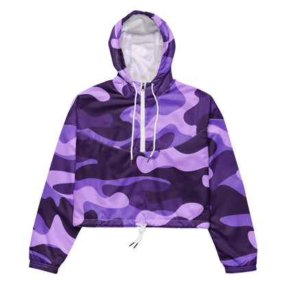 Cropped Windbreaker For Women | Purple, Blue & Mauve Camouflage