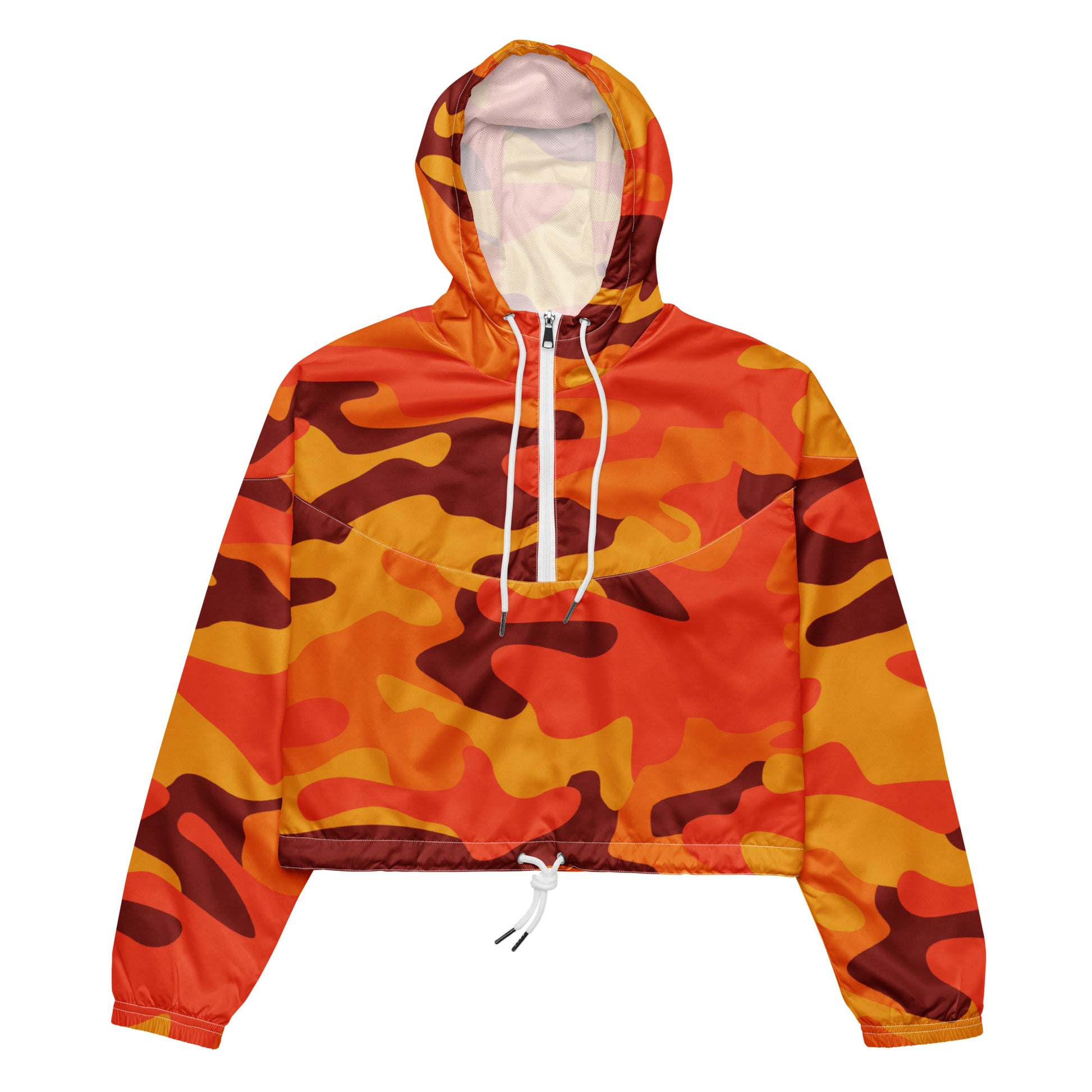 Cropped Windbreaker For Women | Orange & Red Camouflage