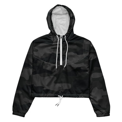 Cropped Windbreaker For Women | Black Camouflage