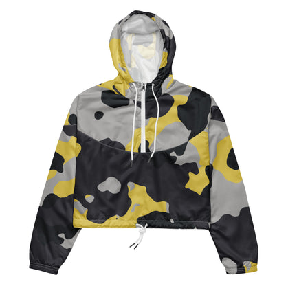 Cropped Windbreaker | Yellow, Black & Silver Camouflage