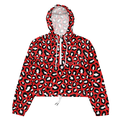 Women's Windbreaker | Red, Black and White Leopard Pattern