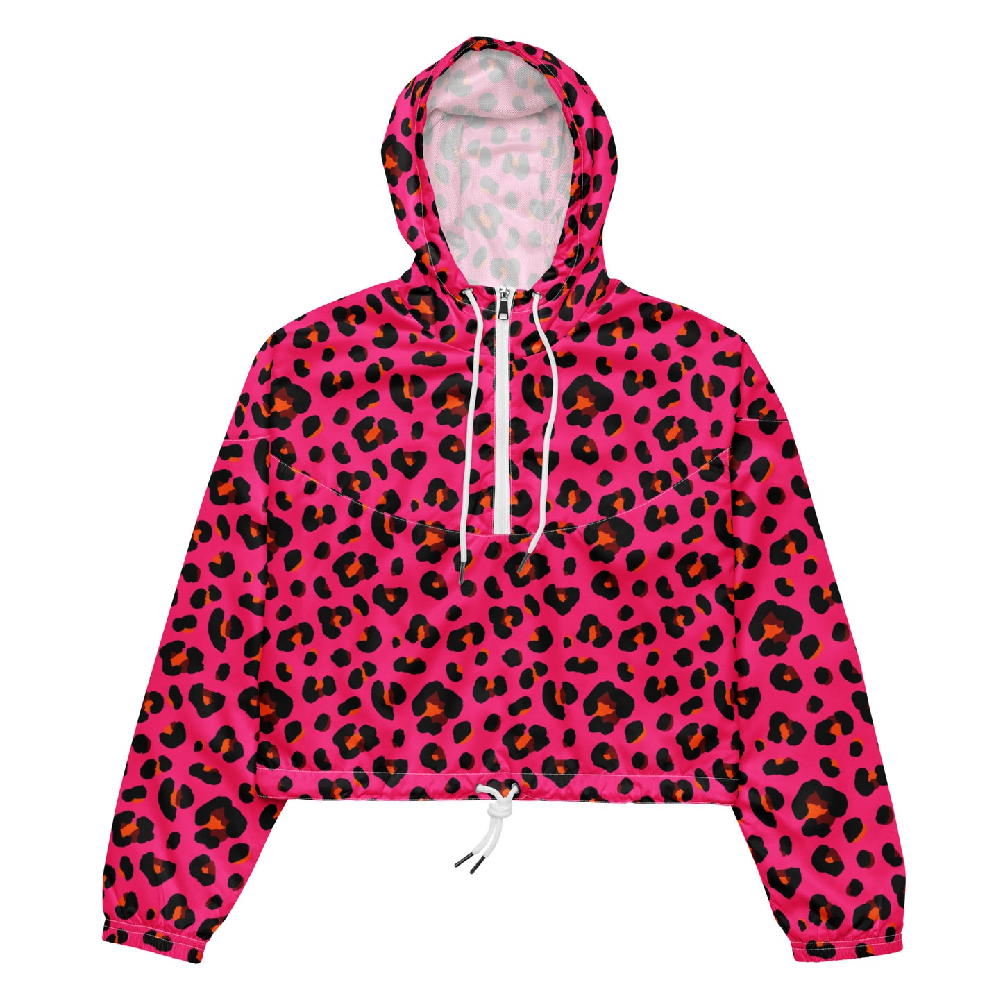 Women's Windbreaker | Cerise Pink, Orange and Black Leopard