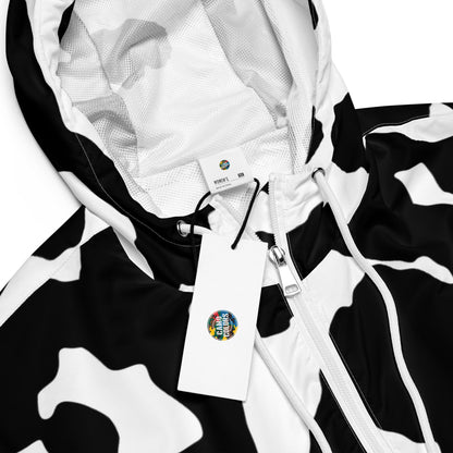 Cropped Windbreaker | Black & White Cow Skin