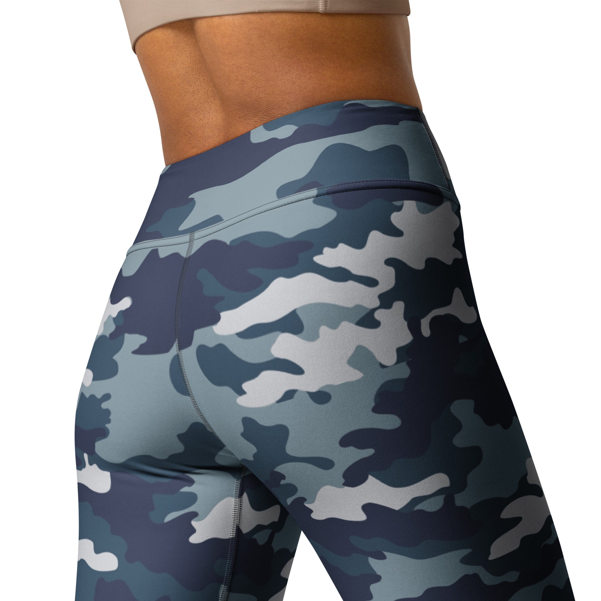 Camo Yoga Pants | Navy Blue Camouflage