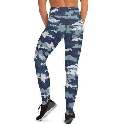 Camo Yoga Pants | Navy Blue Camouflage