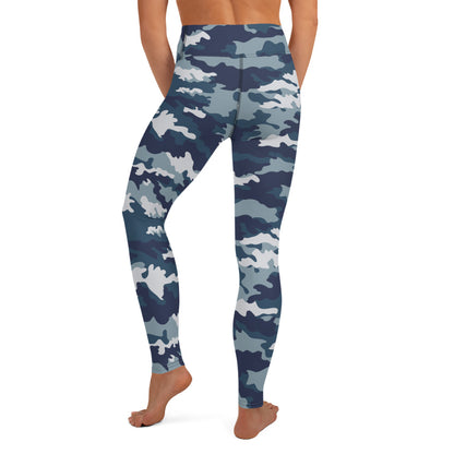 Camo Yoga Pants | Navy Blue Camouflage