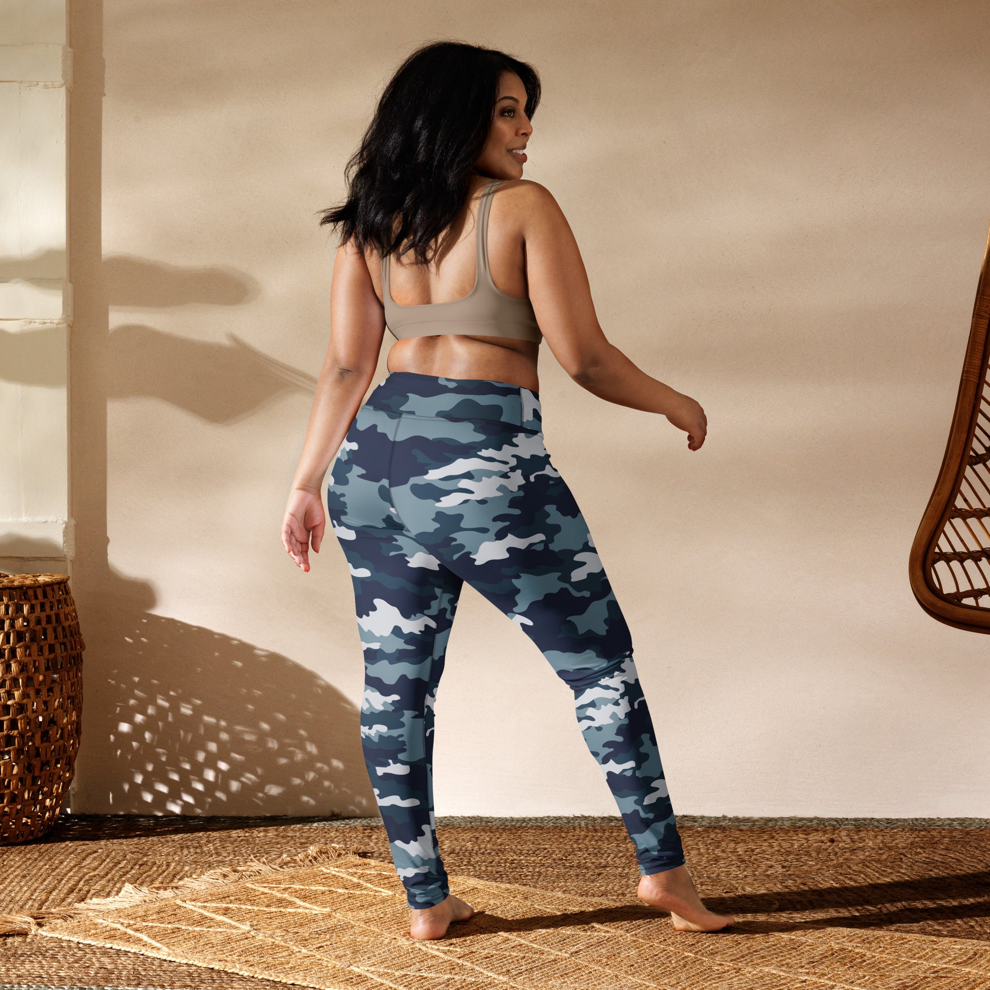 Camo Yoga Pants | Navy Blue Camouflage