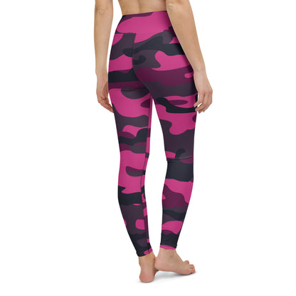 Pink Yoga Pants | Onyx & Deep Blue Camouflage