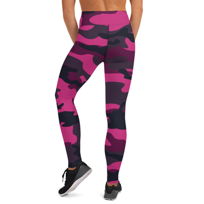 Pink Yoga Pants | Onyx & Deep Blue Camouflage