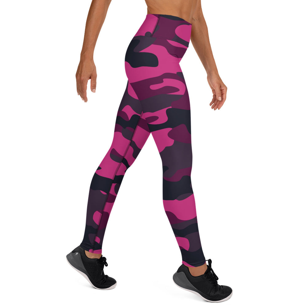 Pink Yoga Pants | Onyx & Deep Blue Camouflage