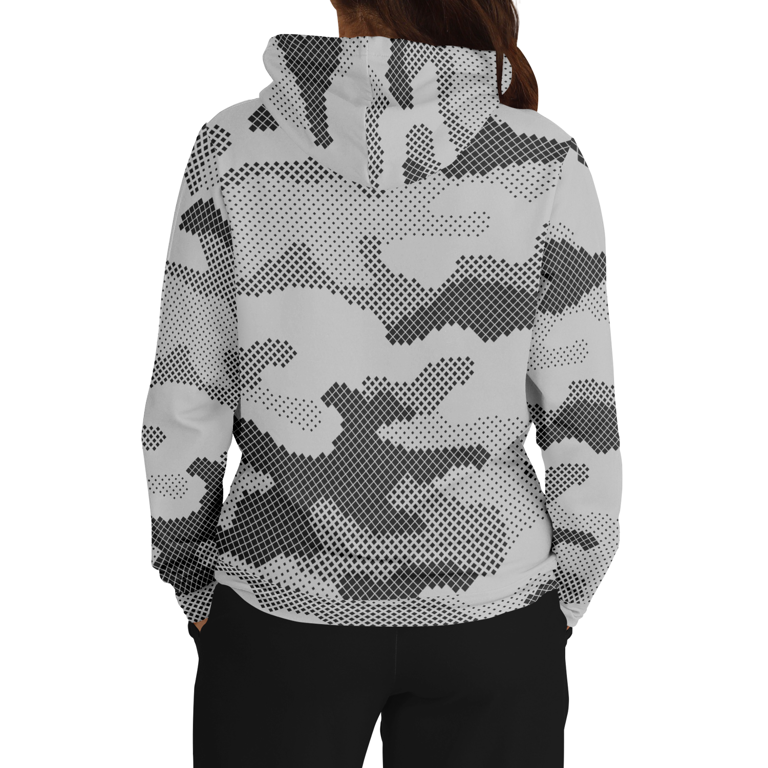 Camo Hoodie | Black & White Digital Dotted