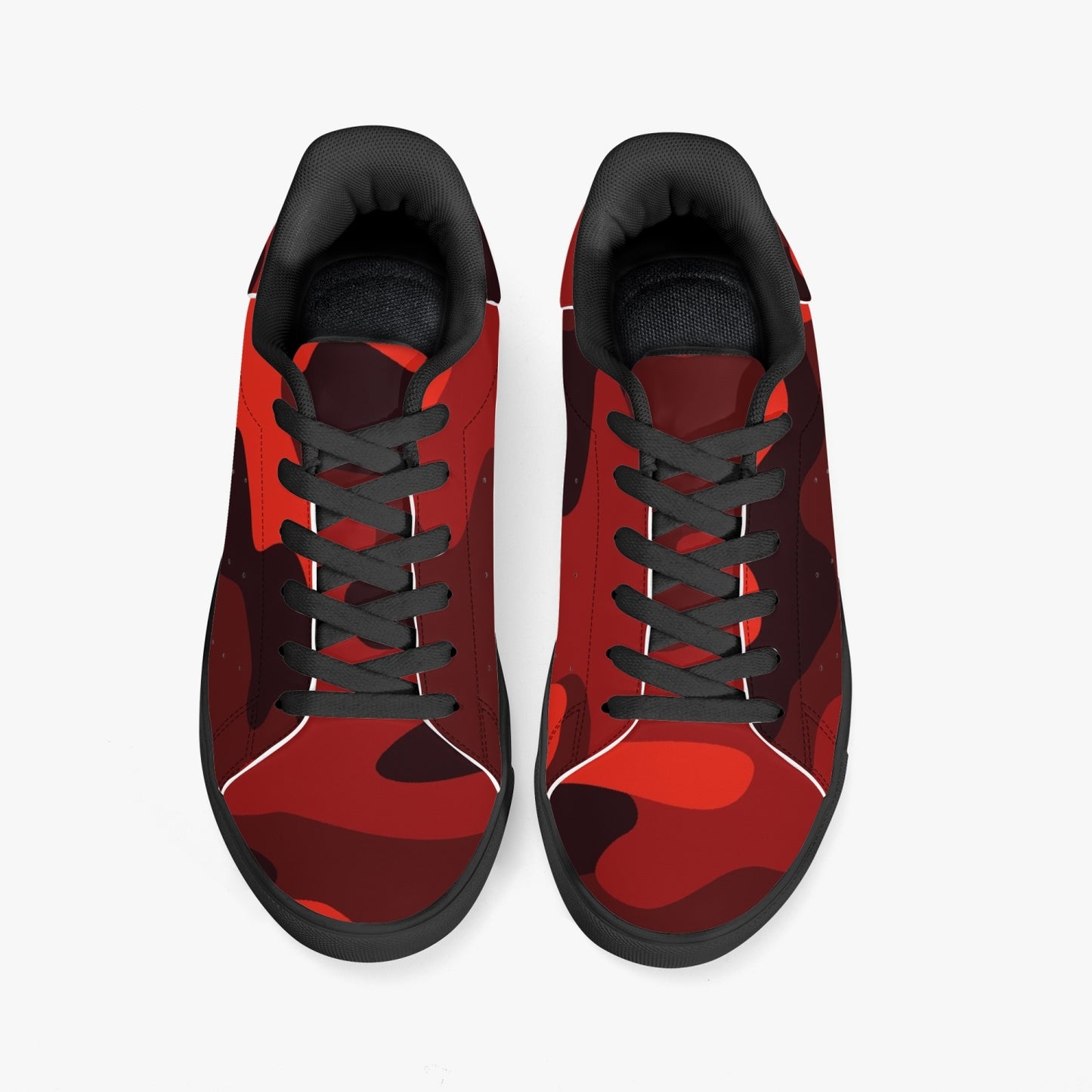 Camo Sneakers | Classic Low-Top Leather | Scarlet Red & Black