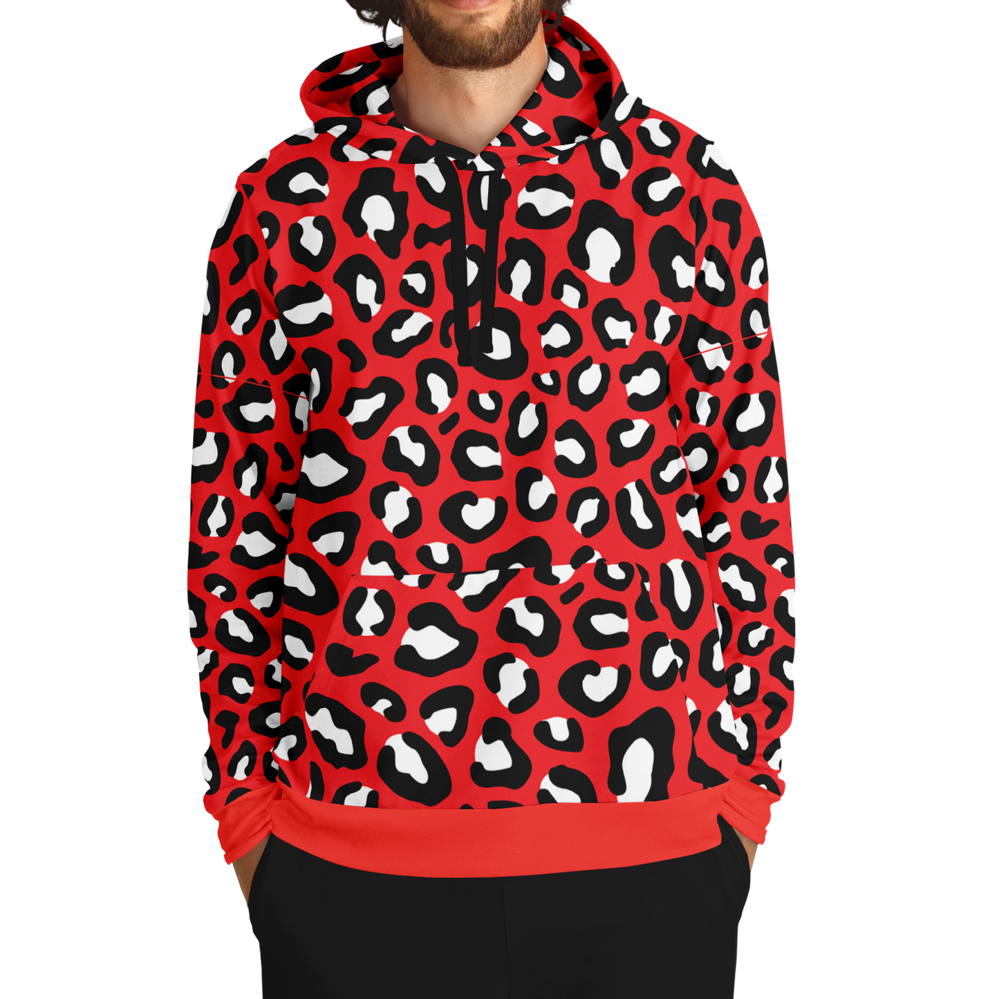 Leopard Hoodie | Red, Black and White Pattern