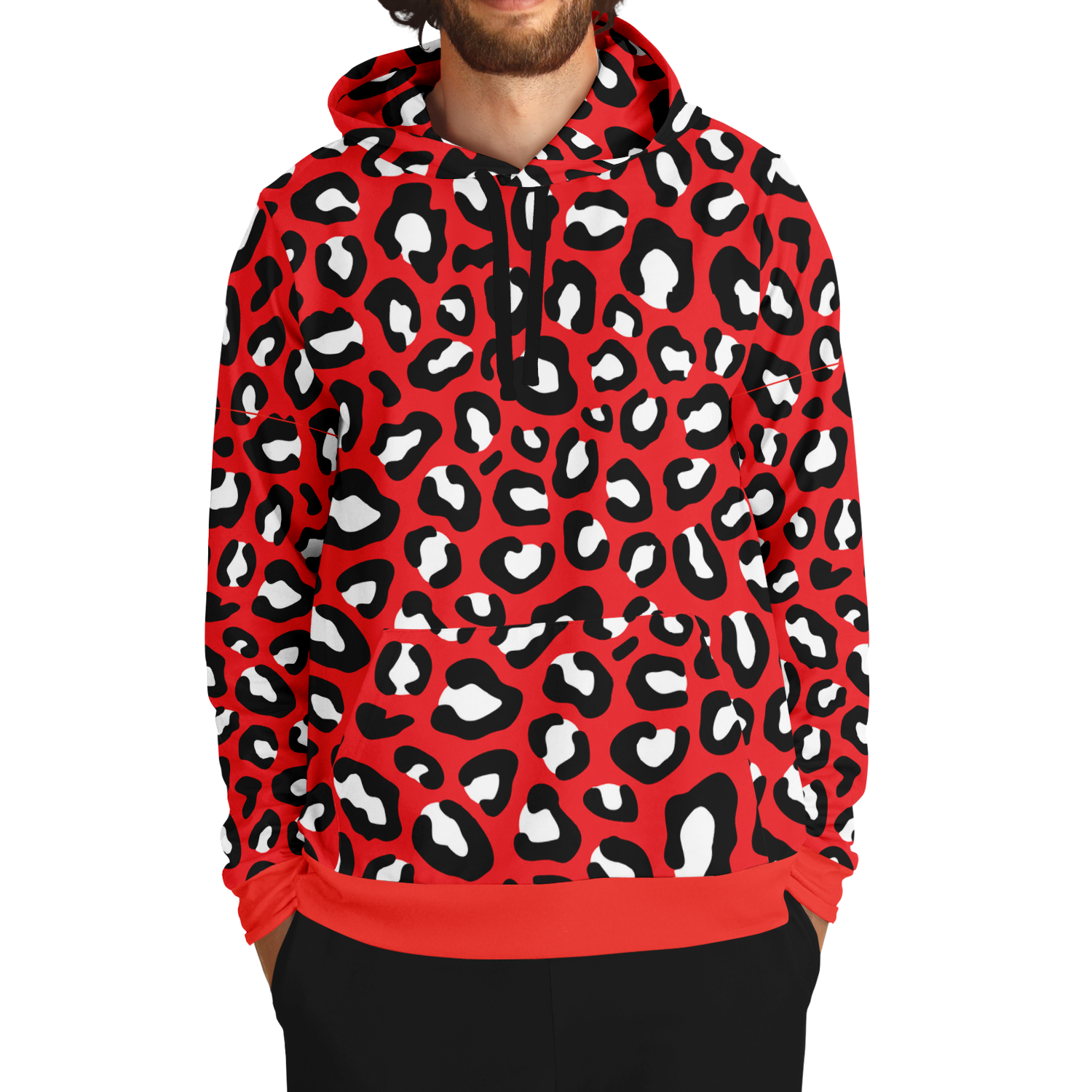 Leopard Hoodie | Red, Black and White Pattern