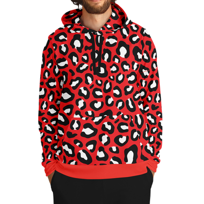 Leopard Hoodie | Red, Black and White Pattern