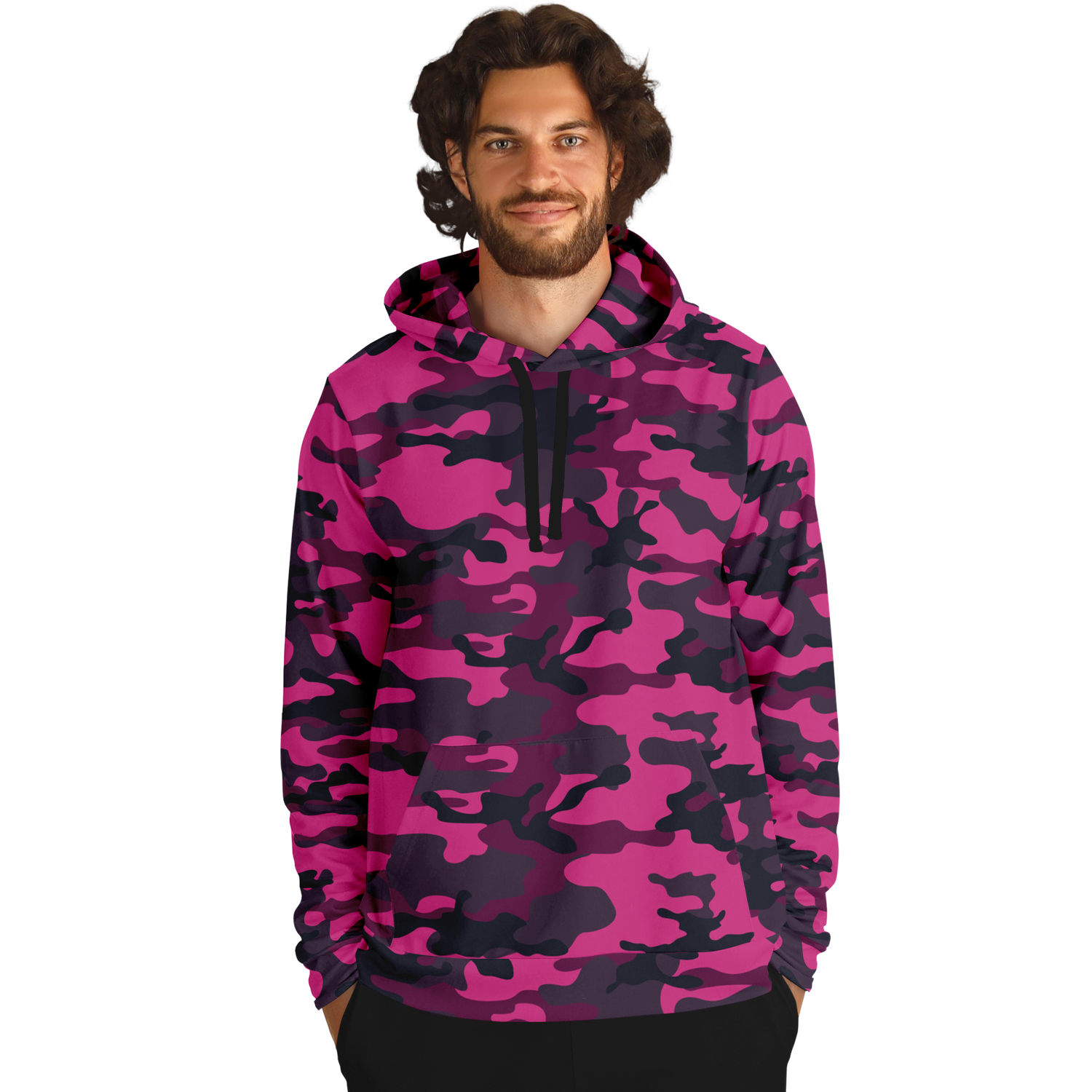 Pink Camo Hoodie | Onyx & Deep Blue Mixed Camouflage