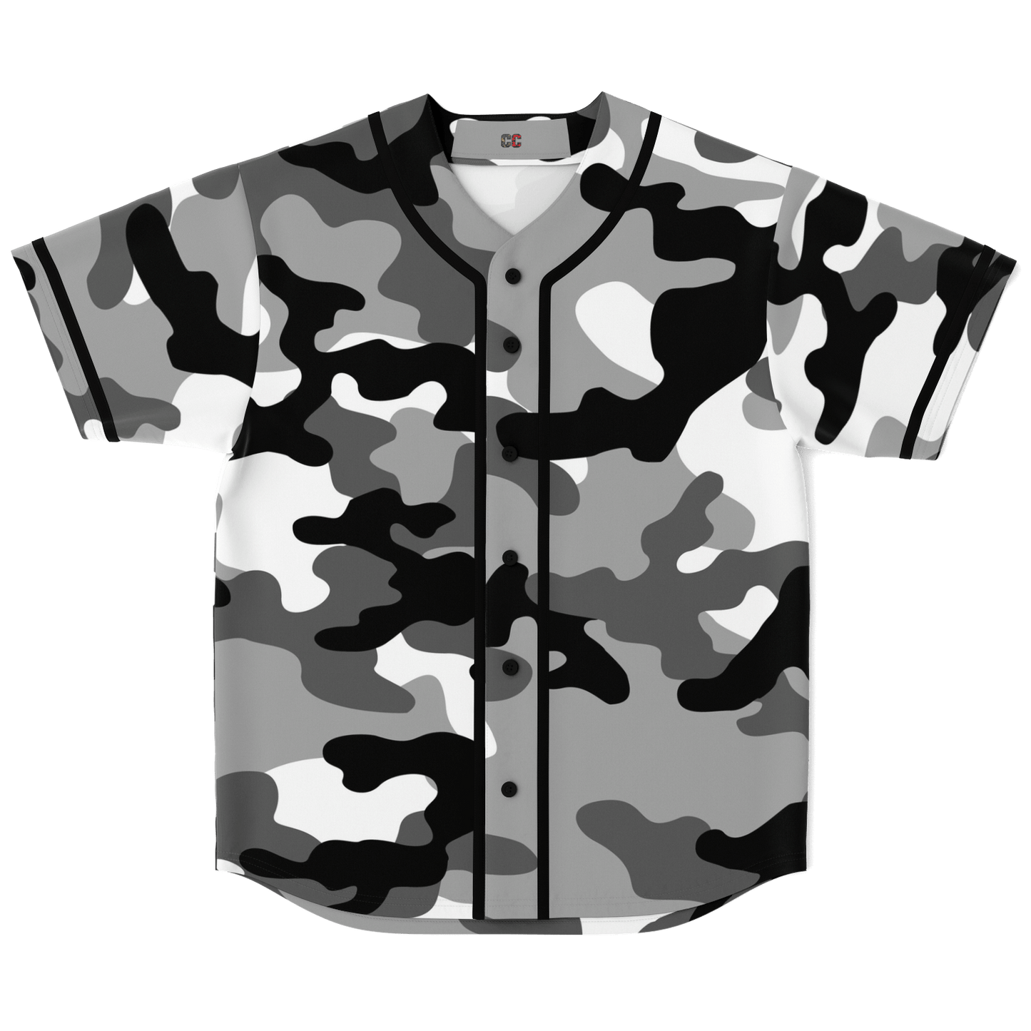 Camo Baseball Jersey | Black, White & Gray Camouflage