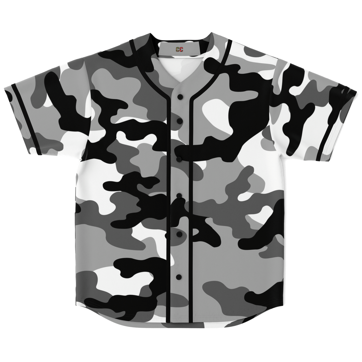 Camo Baseball Jersey | Black, White & Gray Camouflage