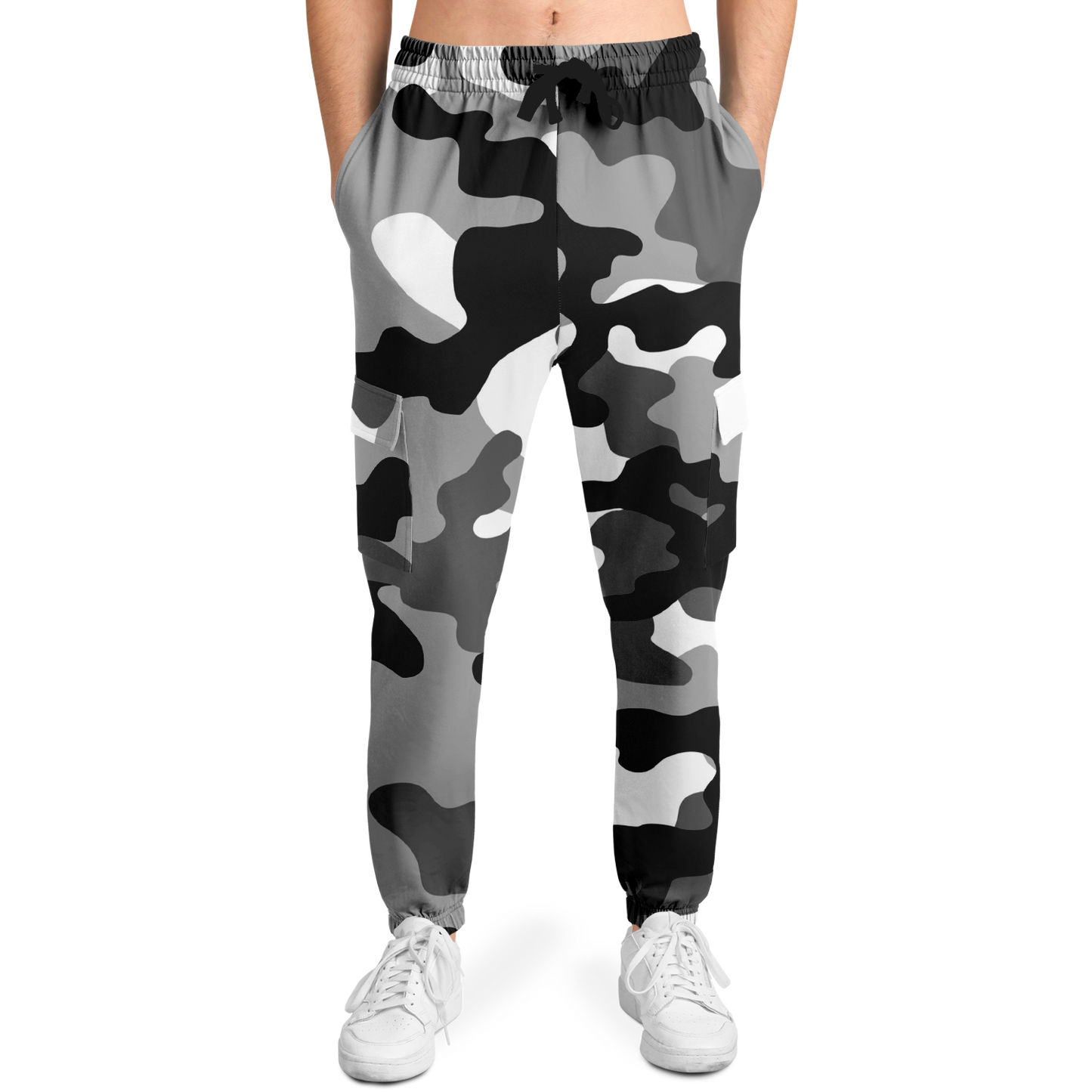 Camo Cargo Pants | Unisex | Black, White & Gray Camouflage