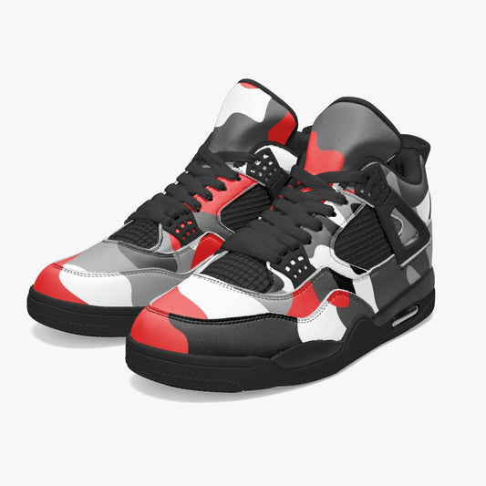 Camo Jordans AJ4 | Red, Gray, Black & White Camouflage