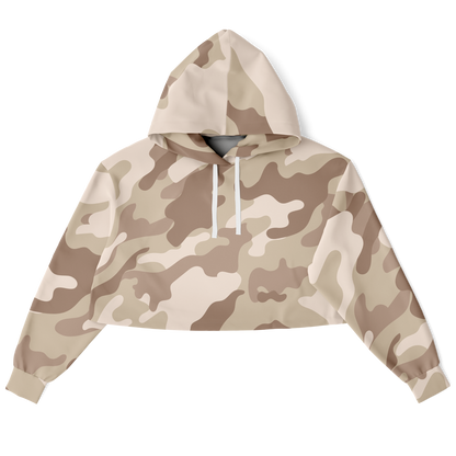 Cropped Hoodie For Women | Brown Desert Camouflage