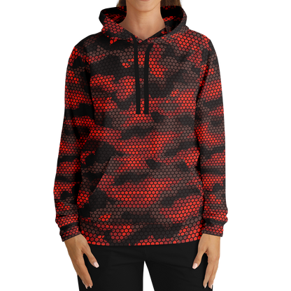 Red Camo Hoodie | Geometric Hive Camouflage Pattern