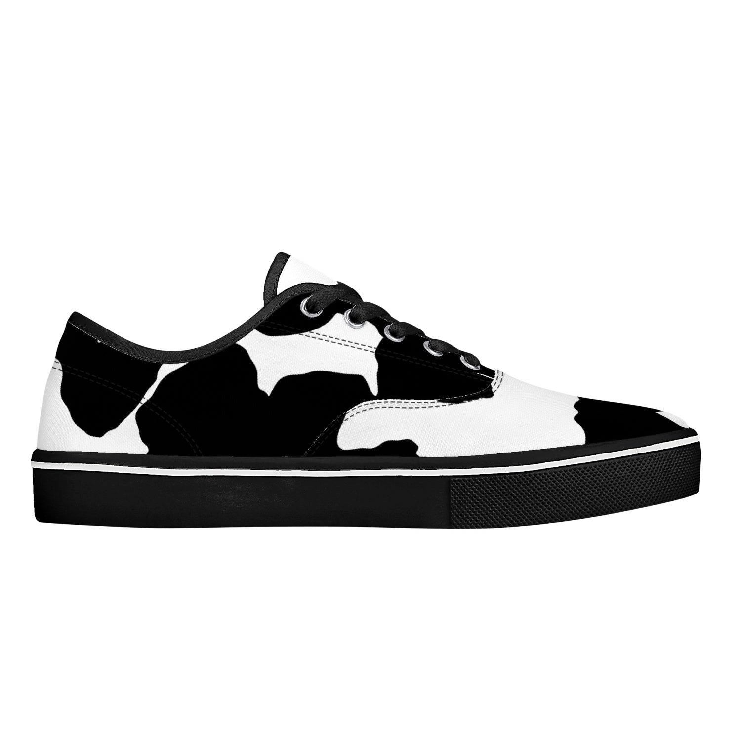 Camo Skate Shoes | Black & White Cow Print