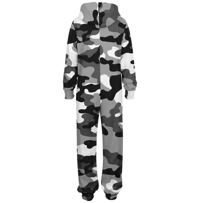 Camo Onesie | Gray, Black and White Camouflage