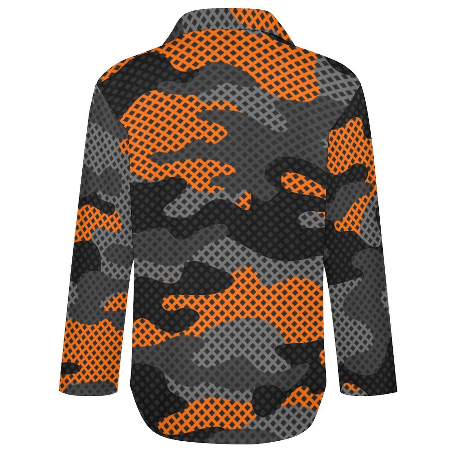 Women's Button-Up Camo Shirt | Orange & Black Pixel