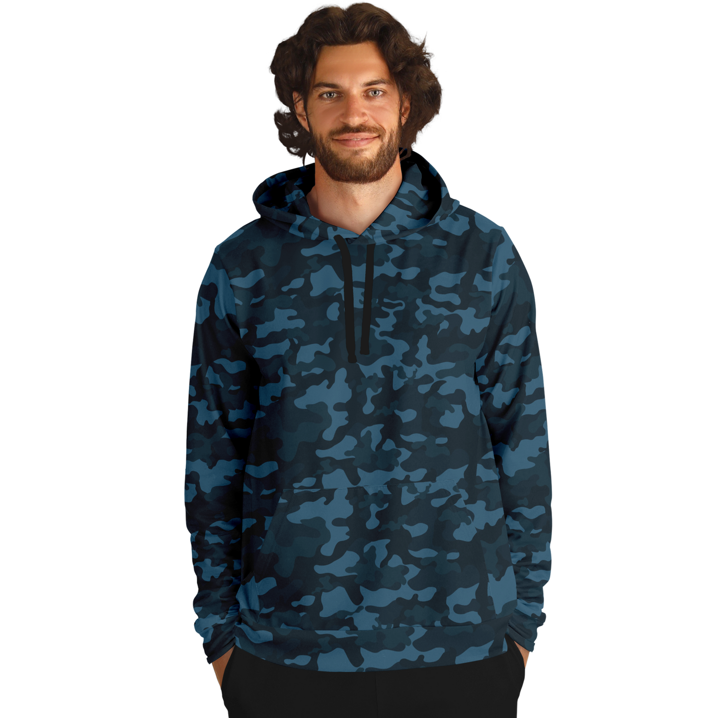 Dark Blue Camo Hoodie | Army-Inspired Camouflage