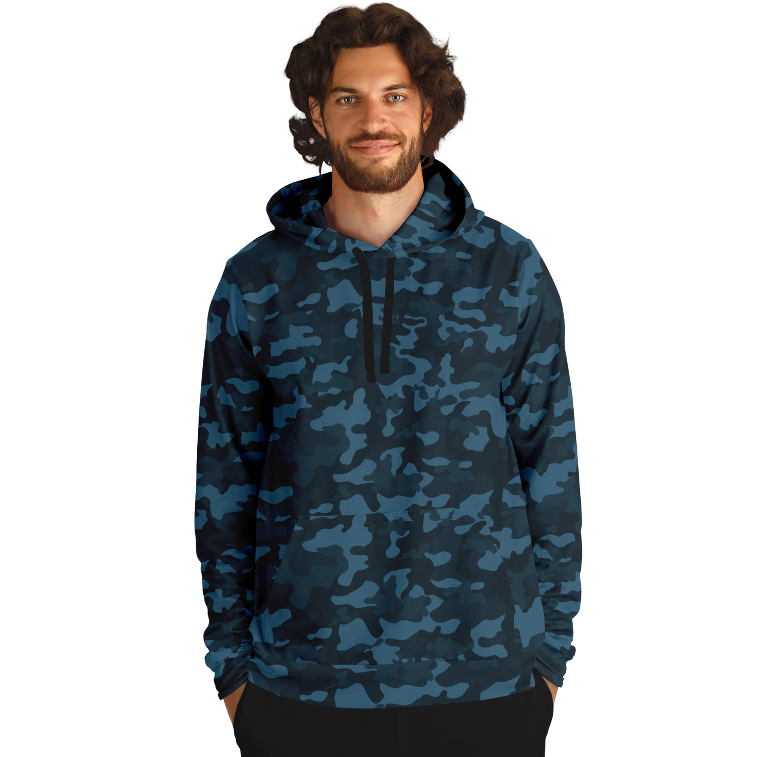 Dark Blue Camo Hoodie | Army-Inspired Camouflage