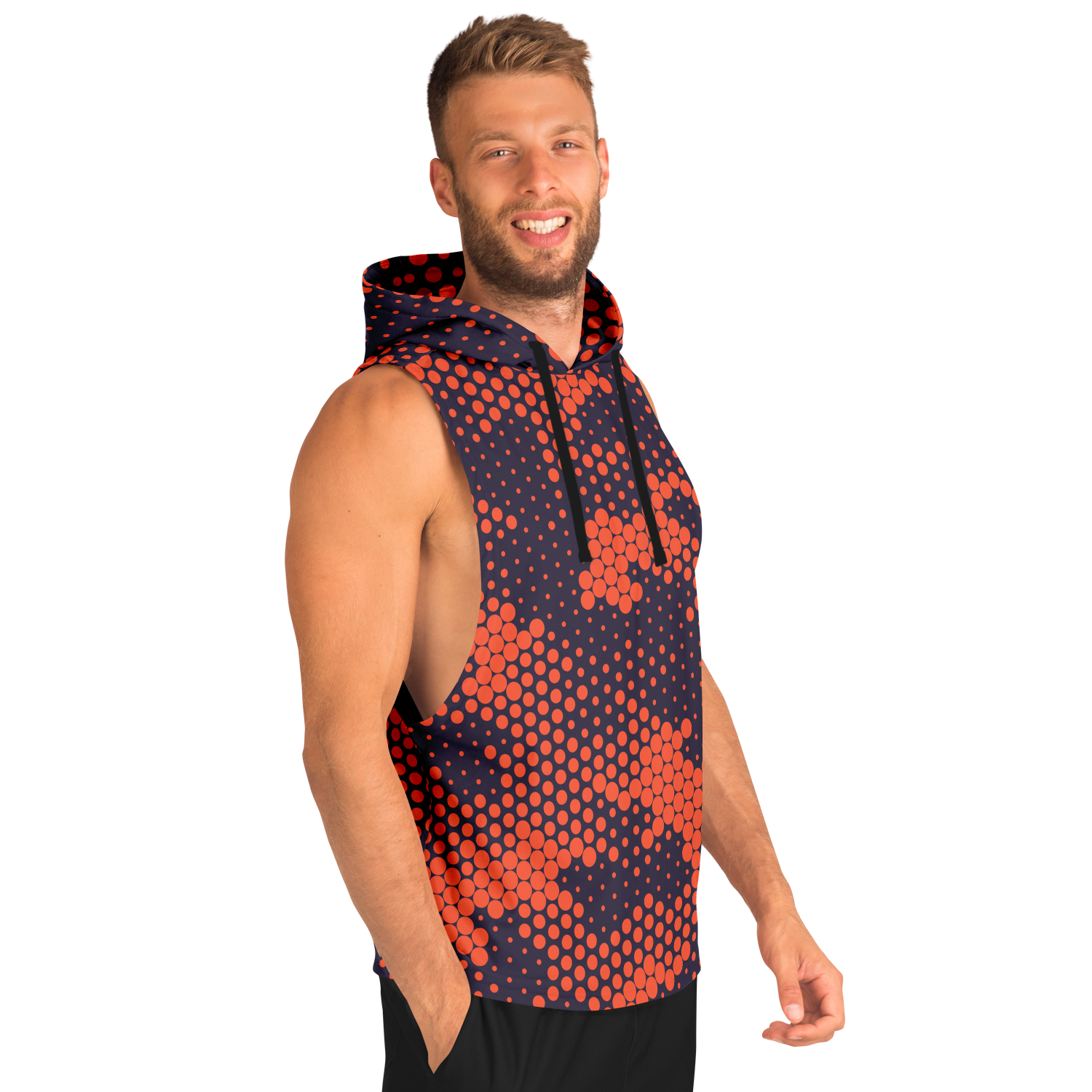 Sleeveless Hoodie | Orange & Blue Digital Camouflage