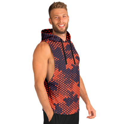 Sleeveless Hoodie | Orange & Blue Digital Camouflage