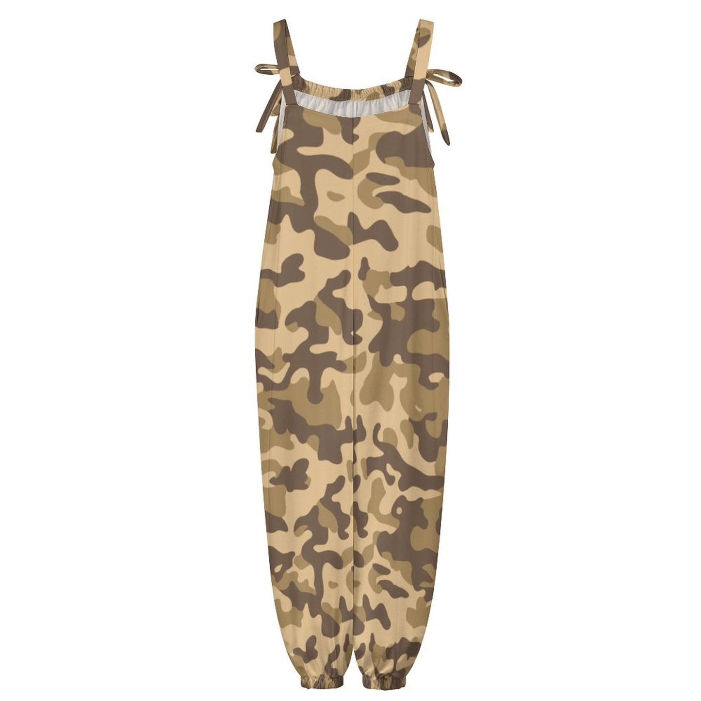 Women's Khaki Camo Jumpsuit | Baggy Overalls, Loose-Fit Romper