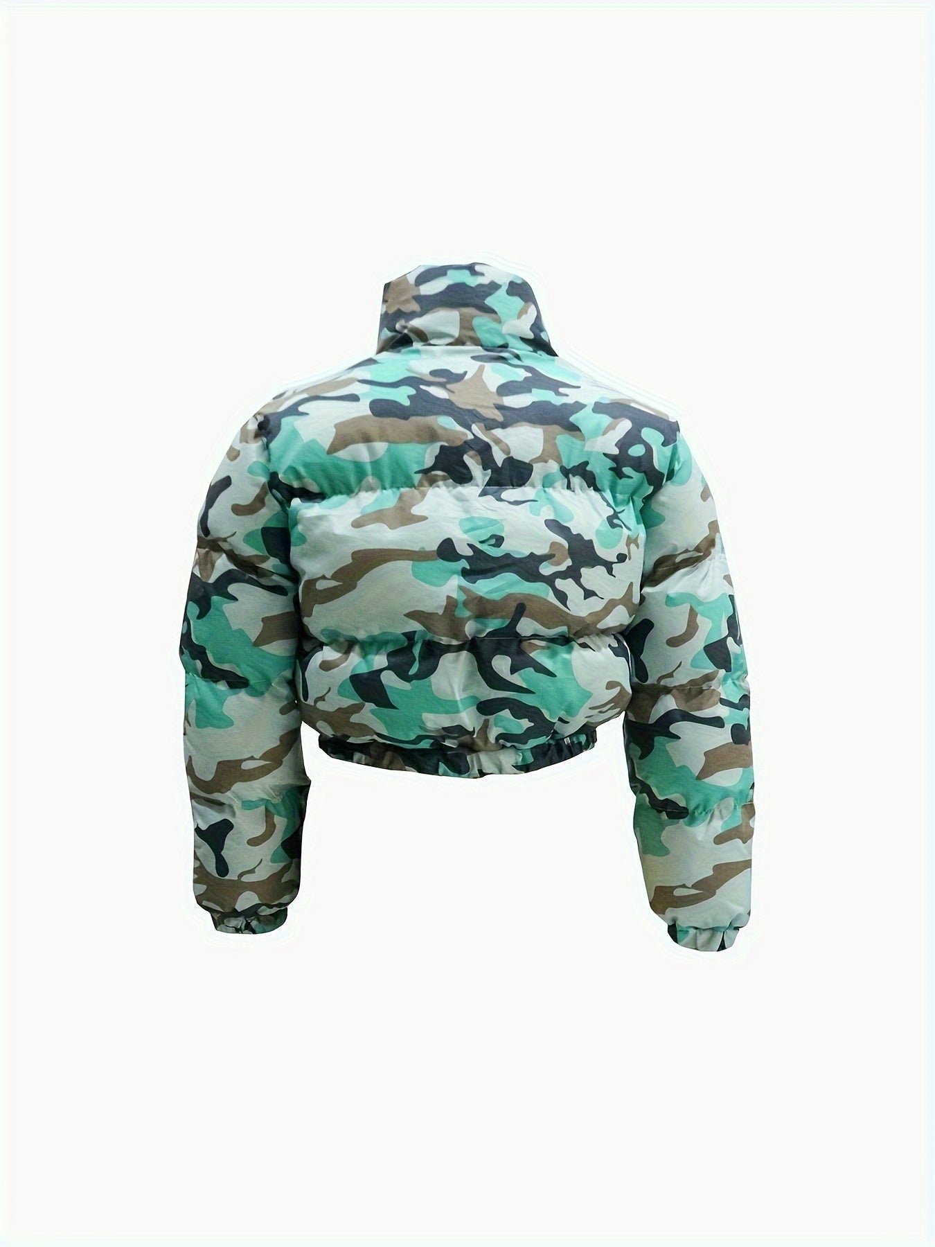 Casual Women's Camo Puffer Jacket, Regular Fit for Autumn/Winter