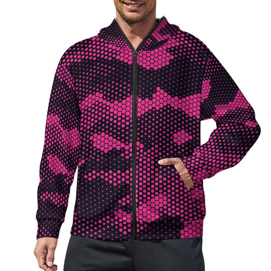 Zip up Camo Hoodie | Pink Digital Camouflage