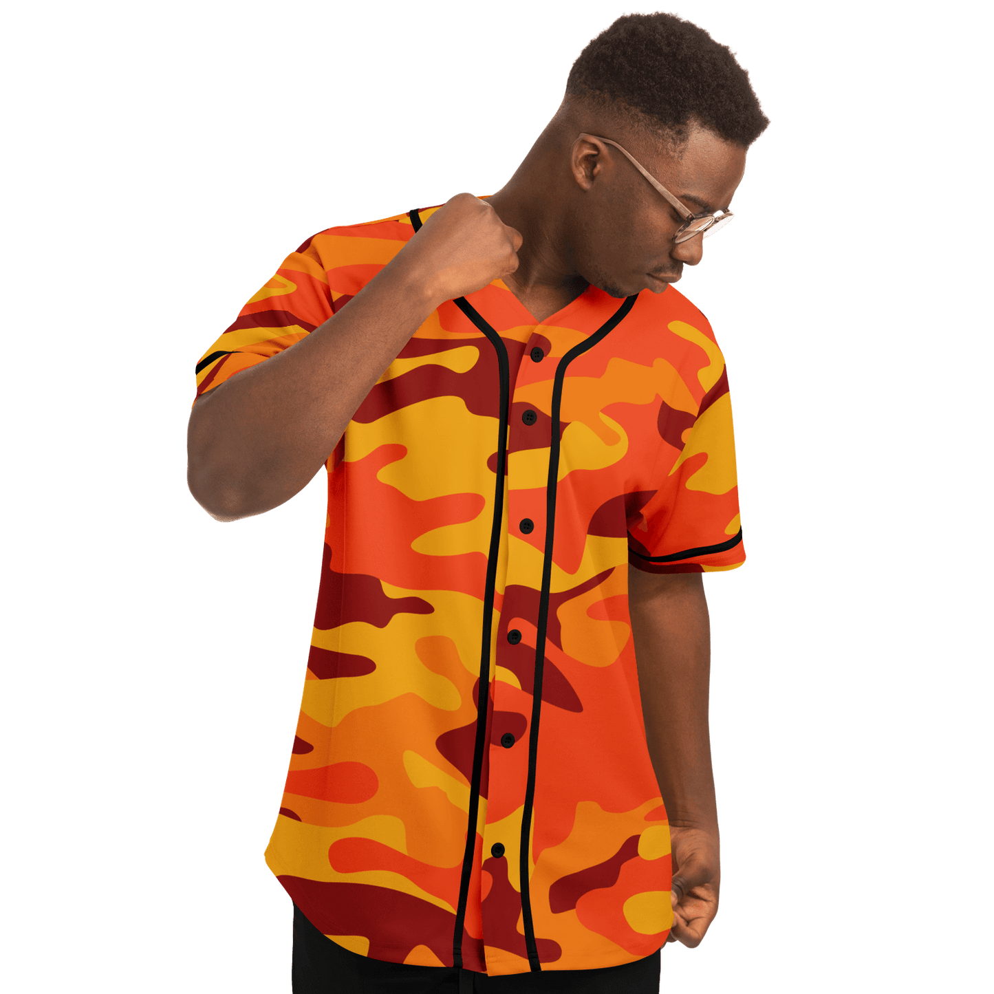 Camo Baseball Jersey | Orange & Red Camouflage