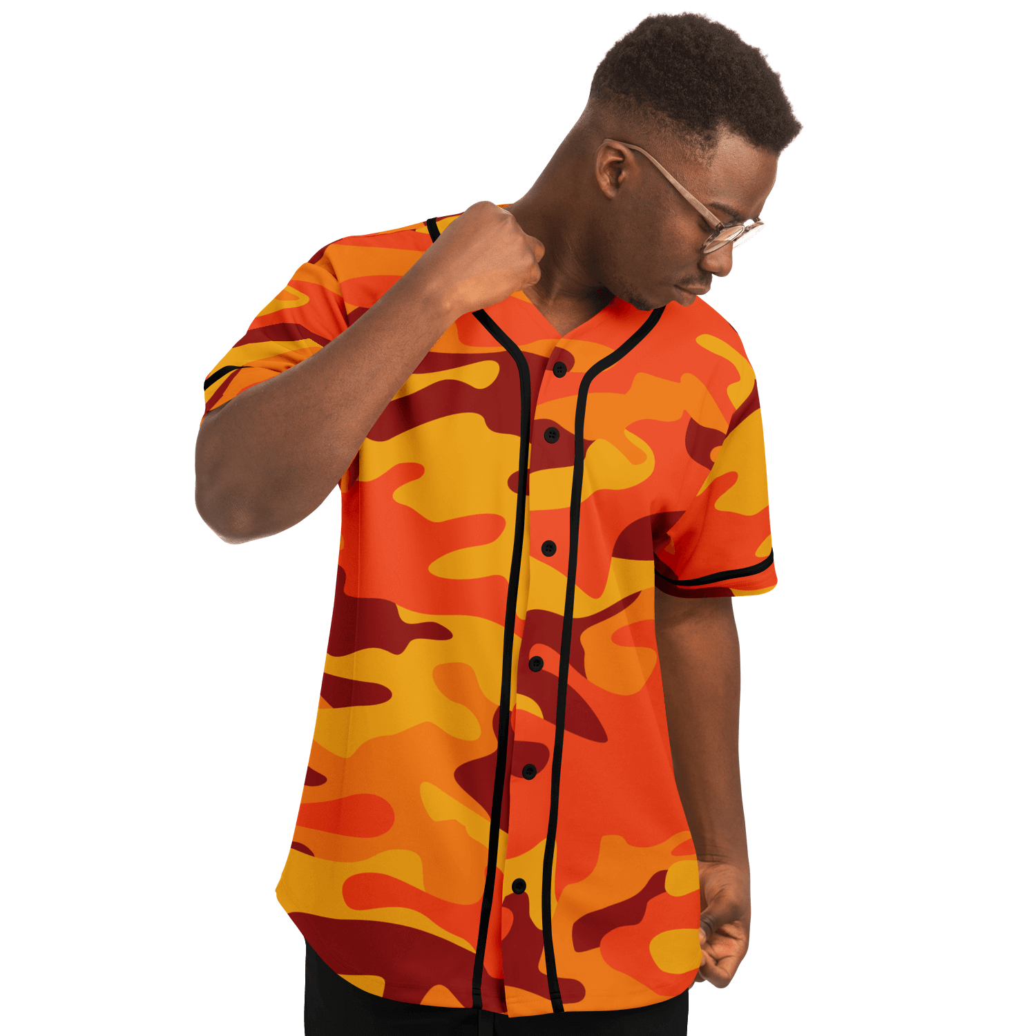 Camo Baseball Jersey | Orange & Red Camouflage